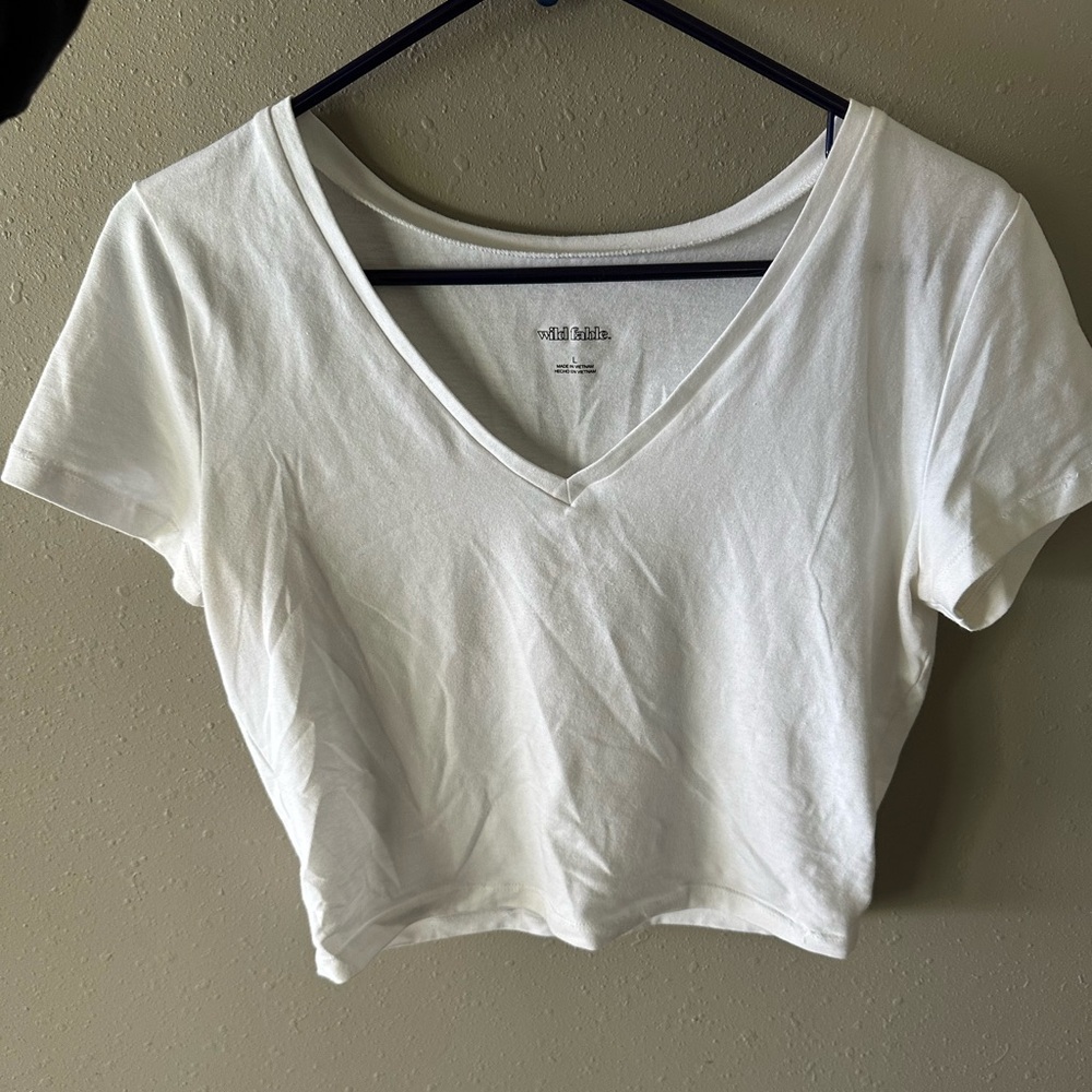 Wild Fable Size Large Cropped V-neck T-Shirt